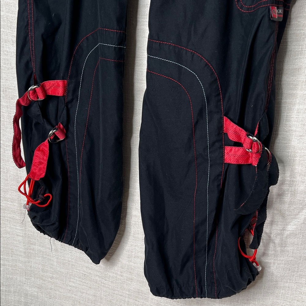 Vintage Y2K Kikgirl RaverBlack Cargo Pants with Red Accents - Picture 4 of 10